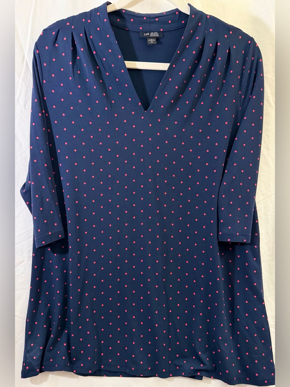 J.Jill TheWearever Collection navy polka dot tunic size m